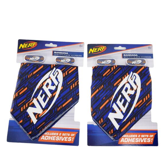 NERF Elite Pattern Bandana 22" x 22" w/ 2 pair black eye adhesives Lot of 2 NEW - Picture 1 of 3
